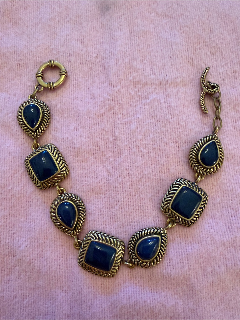 Gold-Tone Bracelet with Lapis Cabochons